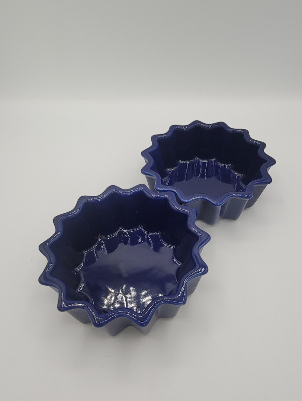 Nantucket Cobalt Blue Star Shaped Ramekins Ceramic Baking Dishes 5 Inch Set of 2